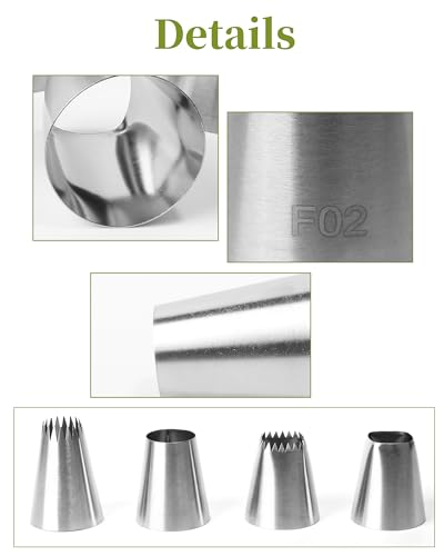 4 Pcs X-Large Stainless Steel Piping Nozzles Set for Cake Decorating - size: Round Nozzles-4Pcs
