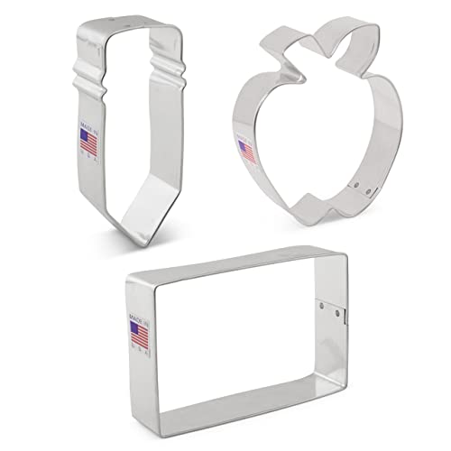 Ann Clark Back to School Cookie Cutters Set of 3, Made in USA - style: Back to School Set, 3-pc.