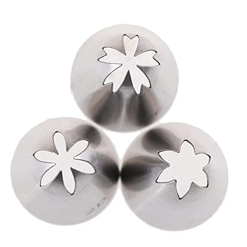 Icing Piping Tip Set,3 Large Decorating Tips Stainless Steel,DIY Cream Rose Flower Piping Tips,Cupcake Pastry Tips for Cake Decorating(1M 2D 2F) - color: Type 1