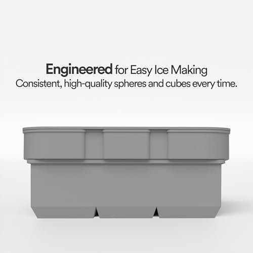 Silicone Ice Cube Trays, 2 Inch Square Ice Molds & Sphere Combo, BPA Free - color: Small 6+6 (Gray)