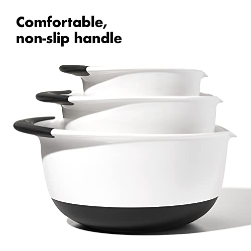 OXO Good Grips 3-Piece Plastic Mixing Bowl Set - Black & White - color: White, size: Small, Medium, Large