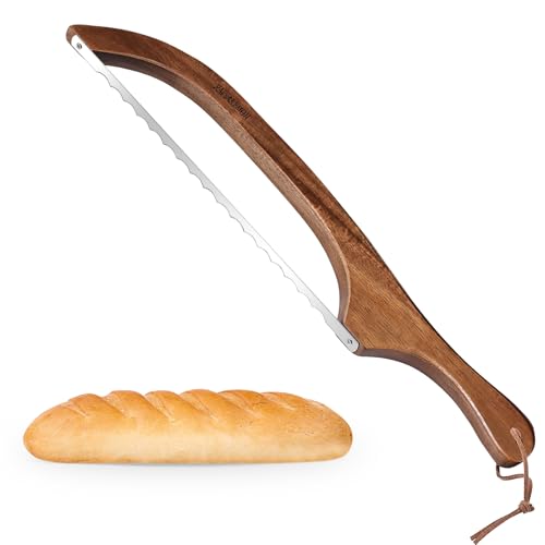 RAPSAKEMOH Bread Knife for Homemade Bread,Bread slicer for Homemade Bread - color: Brown