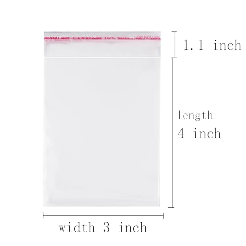 JOSDIOX Self Sealing Cellophane Cookie Bags for Gift Giving, Clear Resealable opp Bag With Self Adhesive Individual Plastic Bags for Packaging 200Pieces (3" x 4") - color: clear 2