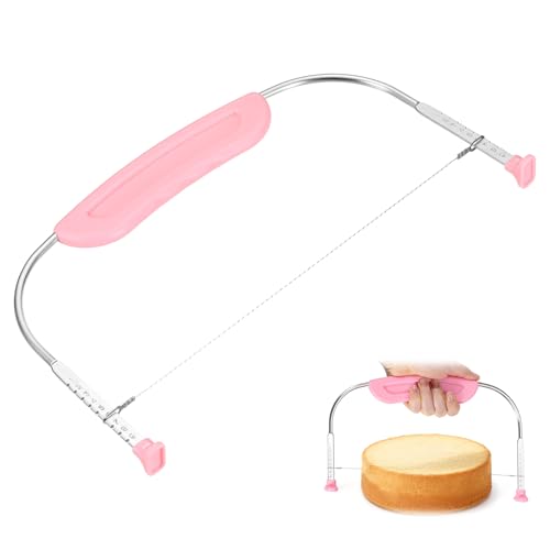 uxcell Cake Cutter Slicer Leveler with Plastic Handle Pink - color: Pink