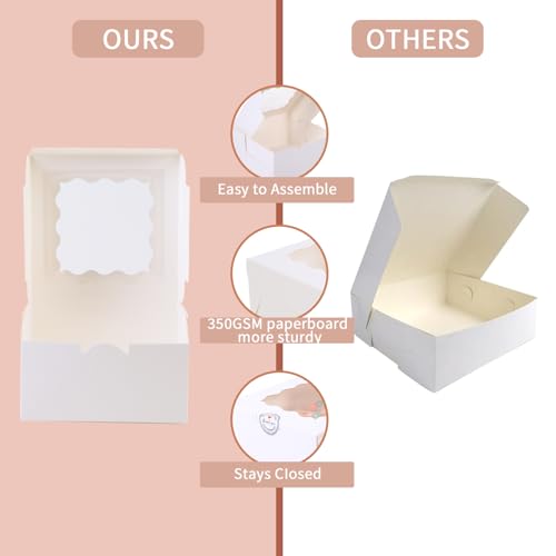 36 pcs 6x6x3 Inches Small Cake Box with Window, Bakery Pastry Cookie Boxes, Mini Pie for Pastry,Dessert,Strawberries,Chocolates, Cupcakes with paper stickers (white) - color: white/36pcs