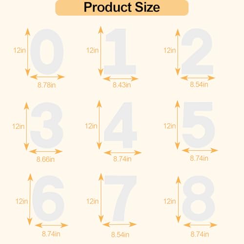12 Inch Number Cake Mold Baking Forms Moulds,9 Pieces 0-8 Cake Number Stencils,Number Cake Pans,Flat Plastic Mold Numerical Templates Cutting for DIY Cakes/Cookies - size: 12 IN