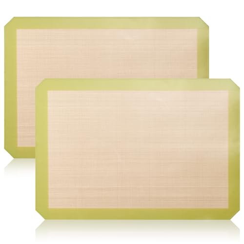 Luckyiren 2 Pack Reusable Silicone Baking Mats, Half Sheet Pan, Green/White - color: Sage Green with Circles 0.4mm