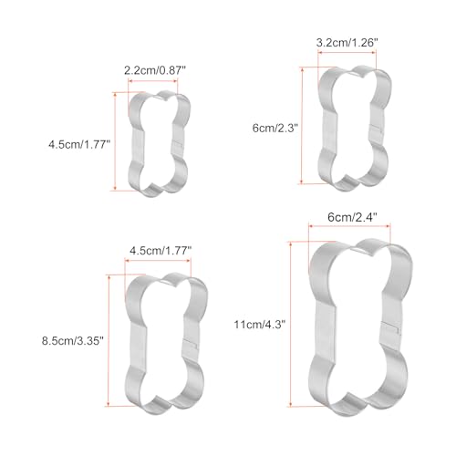 HARFINGTON Dog Bone Cookie Cutter Set Assorted Sizes Stainless Steel Homemade Treats Biscuit Baking Pastry Candy Cookie Cutters Molding for Pastry Fondant Cake - style: Dog Bone