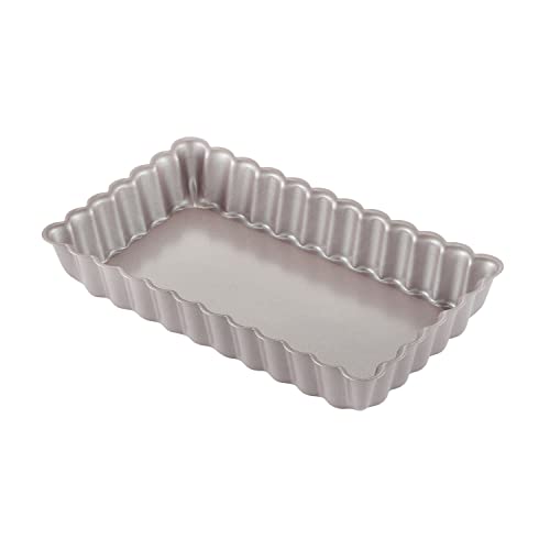 CHEFMADE Rectangular Tart Pan, 7 Inch Non-Stick Quice Pan with Removable Loose Bottom for Oven Bake(Champagne Gold) - size: 4" x 7" Rectangle