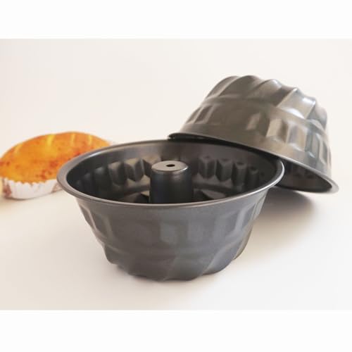 6 Inch Fluted Tube Cake Pan, Carbon Steel Small Ring Mold, Black - color: 6 Inch - Black - Fluted