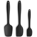 3-Piece Silicone Spatula Set, 600°F Heat Resistant, Black - color: A-Black