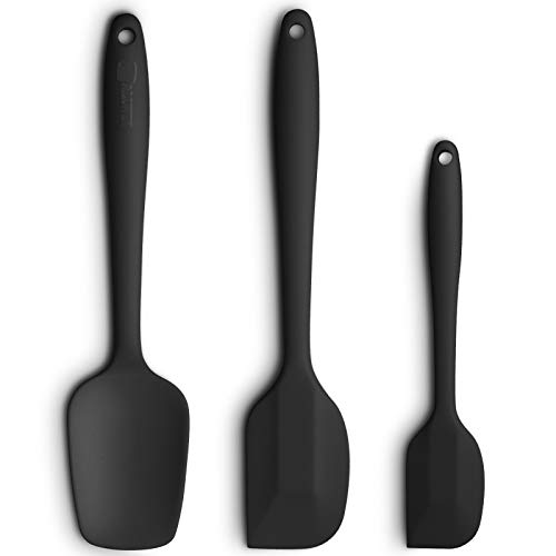 3-Piece Silicone Spatula Set, 600°F Heat Resistant, Black - color: A-Black