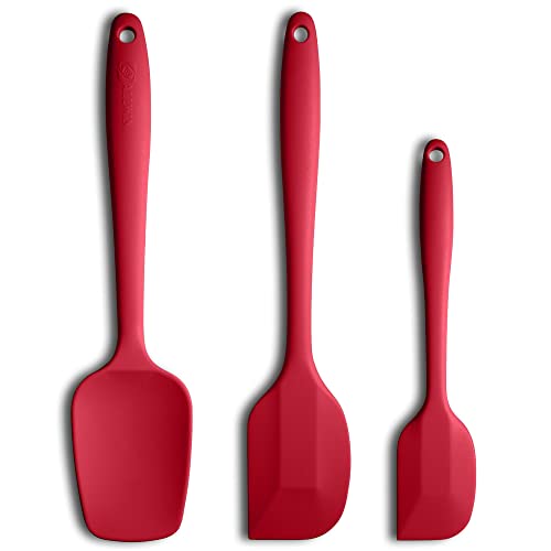 3-Piece Silicone Spatula Set, 600°F Heat Resistant, Wine Red - color: E-Wine Red
