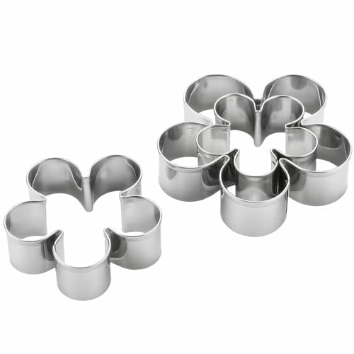 Comais Rose Petals Flower Cookie Cutters Set Stainless Steel 3Pcs Large