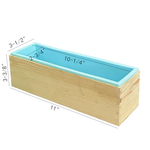 Silicone Soap Mold Loaf with Wooden Box for Soap Making - color: Light Blue, size: Silicone Mold and Wood Box