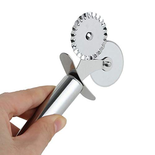 Pastry Ravioli Wheel Cutter, Stainless Steel Double Roller