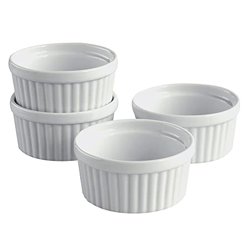 Cinf 6 oz Porcelain Ramekins Set of 4, Souffle & Dessert Cups - color: White, size: 6oz–Mini