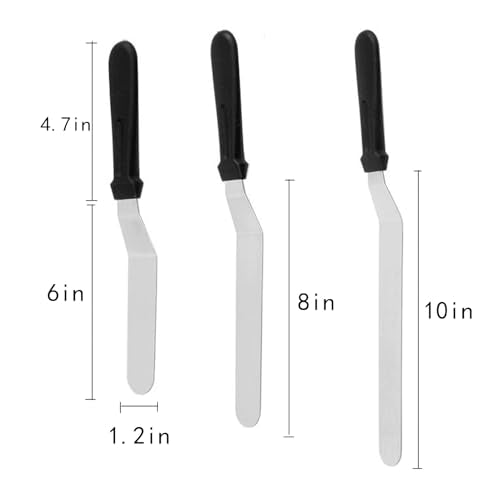 3pcs Baking Offset Spatula 6in 8in 10in Blade Plastic Handle Straight Stainless Steel Buttercream Baking Spatula Release Cutter Frosting For Cakes Desserts