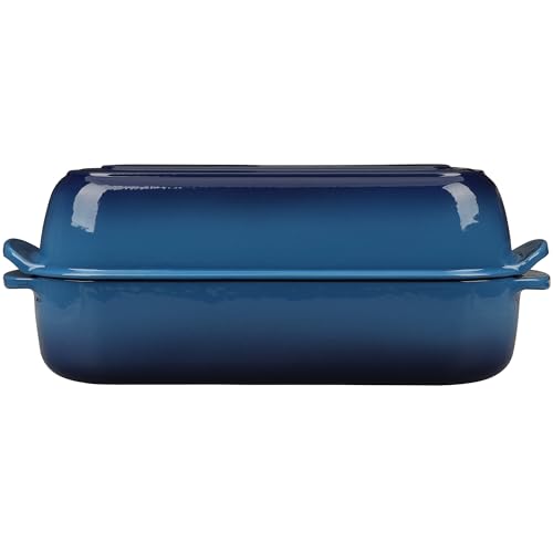 EDGING CASTING Enameled Cast Iron Loaf Pan with Lid, Bread pan, Dutch Oven Bread pan for Homemade Sourdough Bread Baking, 12.5x5.5 inch, 5qt, Lake Blue - color: Lake Blue