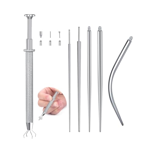 20g 16g 18g Piercing Taper Internal Threaded Piercing Taper Insertion Threader Tool Threadless Jewelry Changing Tool Horseshoe Nose Ring Labret Earring Studs Applicator Piercing Ball Grabber - color: C1- Graber + Insertion Threader Tool