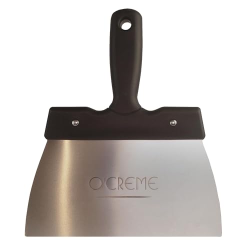 O'Creme Coating Spatula Chocolate Scraper Cake Leveler Dough Scraper Spatula Icing Smoother with 8.7 Inch Wide x 3.9 Inch High Stainless Steel Blade - size: 8.7"W x 3.9"H