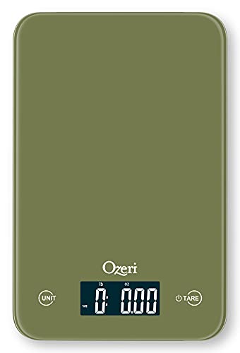 Ozeri Touch Digital Kitchen Scale (12 lbs Edition) in Tempered Glass - color: Calla Green