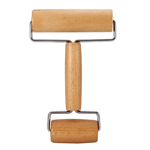 Pizza Roller, Wooden Rolling Pin Double Sided Pastry Wheel Cutter Kitchen Utensils Baking Tool (1)