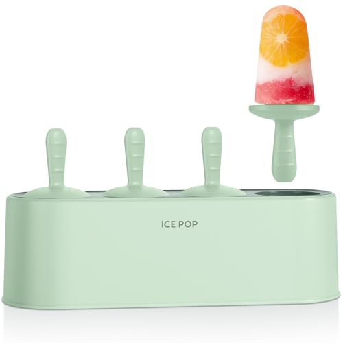 WYOK Popsicle Molds 4-Cavity Silicone Ice Pop Mold (Green, IcyClassic Pops) - color: Green