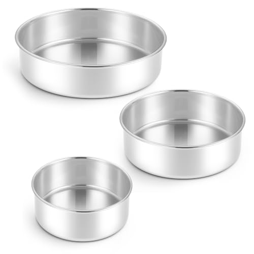Leonyo 4-6-8 Inch Round Cake Pans Set of 3, Molds Tin for Baking, 2In Deep - size: 4+6+8x2 Inch