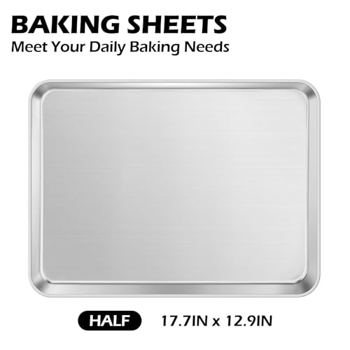 Leonyo Non-Toxic 17x13IN Half Stainless Steel Baking Sheets Pan, 2 Pack - size: 17x13IN