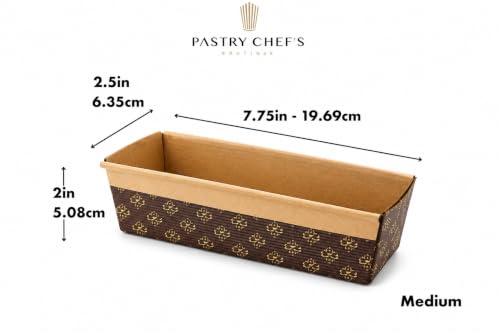Pastry Chef's Boutique Disposable Rectangular Paper Loaf Pan Molds, All Natural Made, Recyclable, Microwave and Oven Safe, Display Medium Cake Mold - 7.75''x2.5''x2-25pcs - size: Medium (7.75''x2.5''x2'')