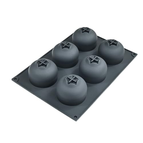 mostsom Blueberry Silicone Mold, 6-Cavity Shape Mousse Cake Molds, 3D Fruit Ice Cream Candy Molds, Non-Stick Sphere Silicone Molds for Chocolate French Fruit Cake Decoration (D_ Blueberry)