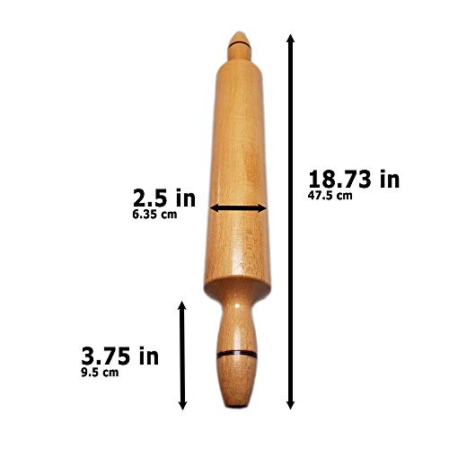 Rolling Pins for Baking Pizza and Dough, Hardwood Sturdy Handle Pasta Roller, Pizza Rolls Dough Roller, Kitchen Utensil Tools, 18.7 in