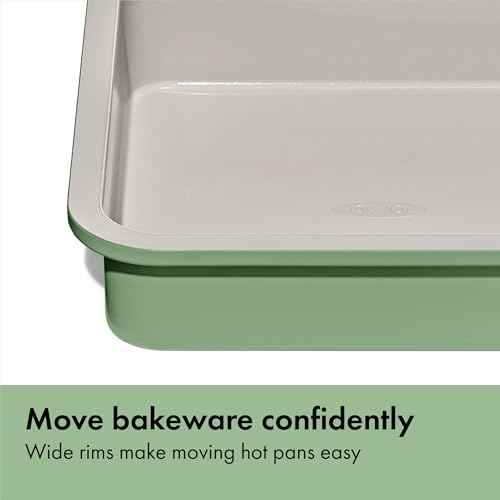 OXO Good Grips Non-Stick Pro Ceramic Coated Metal Bakeware Cake Pan — 9 in Square— Basil, Square Baking Pan for Cakes, Brownies and Cookies - color: Basil, size: 9" Square Cake Pan
