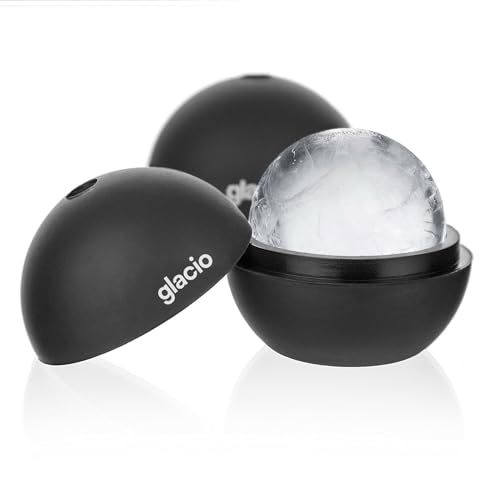 Round Ice Cube Molds, Large Whiskey Ice Ball Maker, Slow Melting - color: Ultra Clear 2PC (Black)