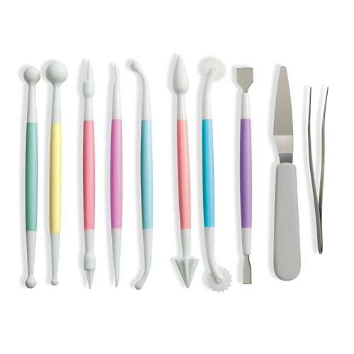 Gum Paste Tool Set, Dual-Sided Molding & Detailing, Multicolor, 11-Piece