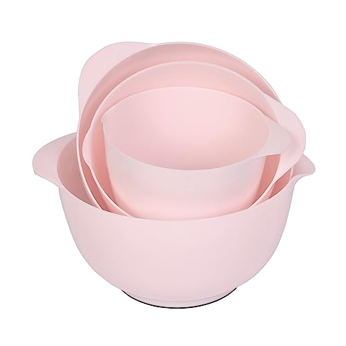BoxedHome Mixing Bowls Set of 4, BPA Free Plastic,Microwave Safe, Pink - color: Pink