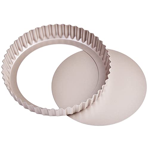8-Inch Non-Stick Round Tart Pan with Removable Loose Bottom, Quiche Pan for Oven Baking (Champagne Gold) - size: 8" Round (Champagne Gold)