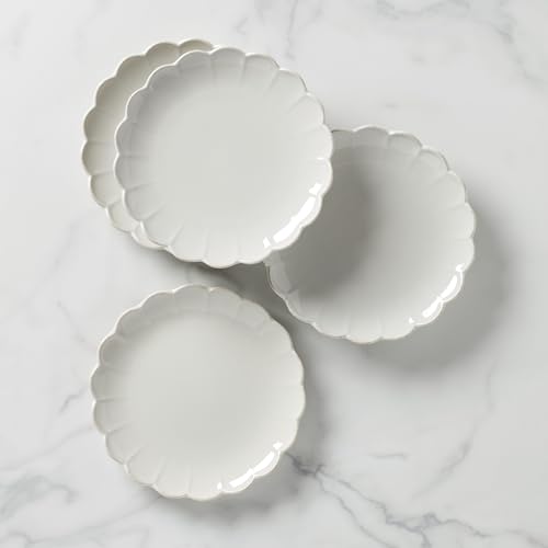 Lenox French Perle Scallop Accent Plates, Appetizer Plate Set for 4 - color: White, style: Accent Plates, Set of 4