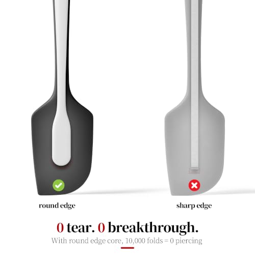 600ºF Heat Resistant Large Silicone Spatula for Baking, Black - color: Black, size: 11.34in - Large Spatula
