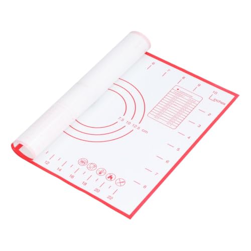 Silicone Dough Kneading Mat, Non Stick Pastry Rolling Mat with Measurement Grid for Home Kitchen Use, 11.4 x 10.2 in(Red) - color: Red