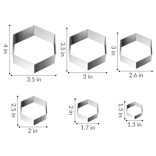 FUSOTO 6PCS Hexagon Cookie Cutter Set, Round Shaped, 1.5-4 Inch - style: Hexagon