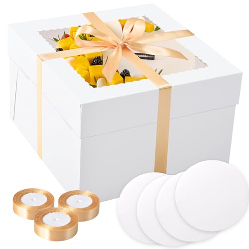 KPOSIYA 40pcs 12x12x8 In Cake Boxes with Cake Boards（20 Boxes & 20 Boards） - color: White, size: 12x12x8 inch