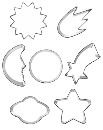 Hocai Planet Series Outer Space Cookie Cutters Set Stainless Steel 7Pcs