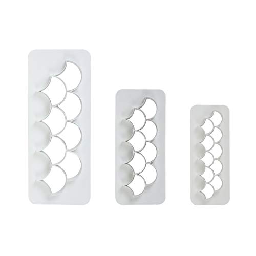 PME Geometric Multicutters for Cake Design-Fish Scale-small, Medium & Large Size, Set of 3, White - size: Set of 3, style: Fish Scale