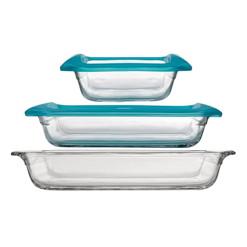 Libbey Baker's Premium 5-Piece Set, 3 Glass Baking Dishes with 2 Lids - color: Premium - 5pc Mixed Set