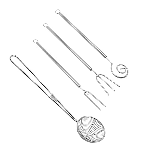 4 Pcs Candy Dipping Tools Kit, Chocolate Dipping Kit for Handmade Chocolates Handmade tools for Dessert (3-head Fork, 2-head Fork, Circle Fork, Skimmer) - size: 4 PCS Dipping Chocolate Tools