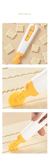 4-in-1 Pastry Wheel Cutter Set, Interchangeable Dough Roller Cutter with 4 Decorative Wheels, PP Pie Crust Cutter for Ravioli, Cookies, Fondant, Pizza Dough and Baking, Gift Box Pack