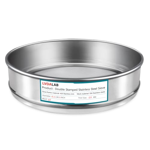 7.9" (20cm) 304 Stainless Steel Lab Sieve, 20 Mesh (0.9mm) Screen Sifter - size: 20Mesh(0.9mm)/Ф7.9in