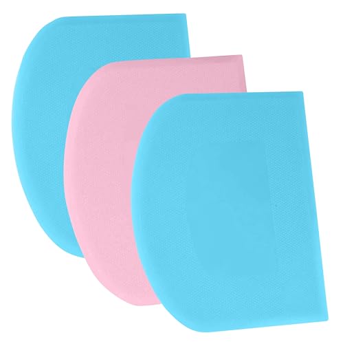 SURDOCA Dough Scraper Bench Scraper - 3P 5.9x4.3" Plastic Flexible Bowl Scraper, Sharp Edge & Angles Cake Scraper. Non-Slip Bakeware Decorating Tools Sculpting & Modeling Tools - Blue+Pink+Blue - color: Blue+Pink+Blue, size: 15x11cm/5.9x4.3''